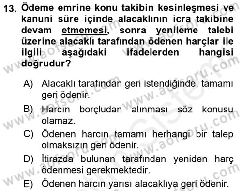 Damga Vergisi Ve Harçlar Bilgisi Dersi 2015 - 2016 Yılı Tek Ders Sınav Soruları 13. Soru