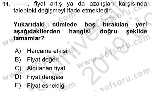 Menü Yönetimi Dersi 2018 - 2019 Yılı Tek Ders Sınav Soruları 11. Soru