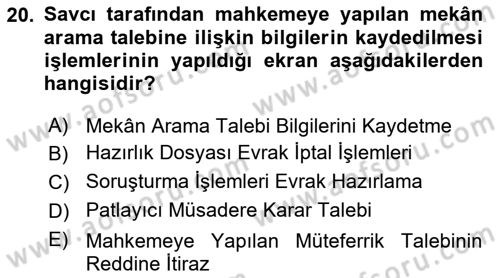 Ulusal Yargı Ağı Projesi 1 Dersi 2018 - 2019 Yılı 3 Ders Sınav Soruları 20. Soru
