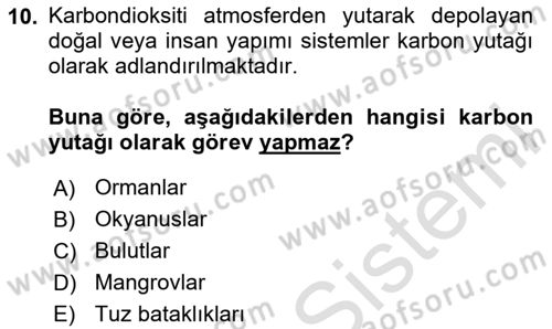 Sürdürülebilir Kentsel Dayanıklılık Dersi 2023 - 2024 Yılı Yaz Okulu Sınav Soruları 10. Soru