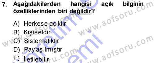 Büro Teknolojileri Dersi 2013 - 2014 Yılı (Final) Dönem Sonu Sınav Soruları 7. Soru