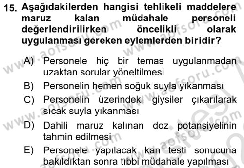 Temel Afet Bilgisi Dersi 2022 - 2023 Yılı (Vize) Ara Sınav Soruları 15. Soru
