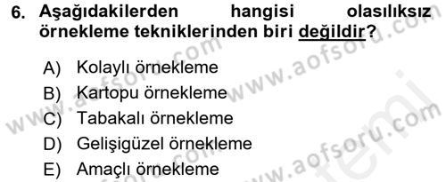 Sosyal Bilimlerde Araştırma Yöntemleri Dersi 2015 - 2016 Yılı Tek Ders Sınav Soruları 6. Soru