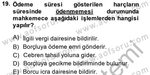 Damga Vergisi Ve Harçlar Bilgisi Dersi 2014 - 2015 Yılı (Final) Dönem Sonu Sınav Soruları 19. Soru