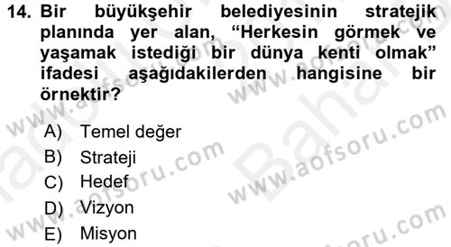 Afet Sosyolojisi Dersi 2017 - 2018 Yılı (Vize) Ara Sınav Soruları 14. Soru