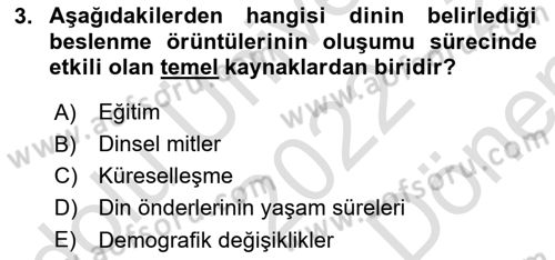 Gastronominin Temelleri Dersi 2022 - 2023 Yılı (Final) Dönem Sonu Sınav Soruları 3. Soru