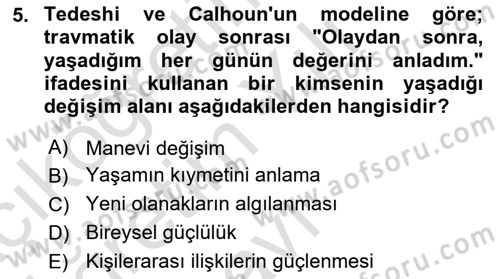 Afet Psikolojisi ve Sosyolojisi Dersi 2022 - 2023 Yılı Yaz Okulu Sınav Soruları 5. Soru