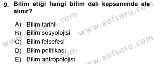 Sosyal Bilimlerde Araştırma Yöntemleri Dersi 2016 - 2017 Yılı 3 Ders Sınav Soruları 9. Soru