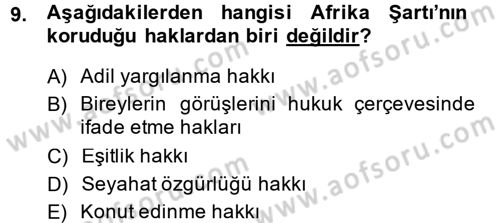 İnsan Hakları Ve Kamu Özgürlükleri Dersi 2014 - 2015 Yılı Tek Ders Sınav Soruları 9. Soru