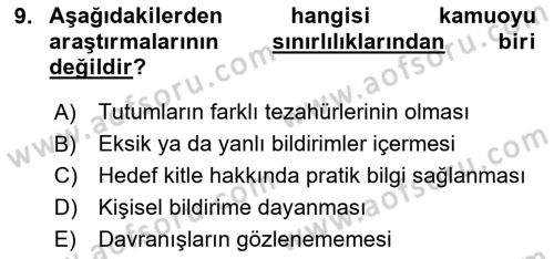 Uluslararası İlişkilerde Araştırma Yöntemleri Dersi 2025 - 2026 Yılı (Final) Dönem Sonu Sınav Soruları 9. Soru