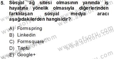 Büro Teknolojileri Dersi 2013 - 2014 Yılı Tek Ders Sınav Soruları 5. Soru