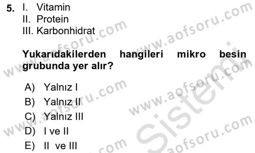 Gıda Coğrafyası Dersi 2019 - 2020 Yılı (Vize) Ara Sınav Soruları 5. Soru