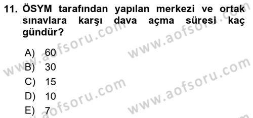 İdari Yargı Dersi 2020 - 2021 Yılı Yaz Okulu Sınav Soruları 11. Soru