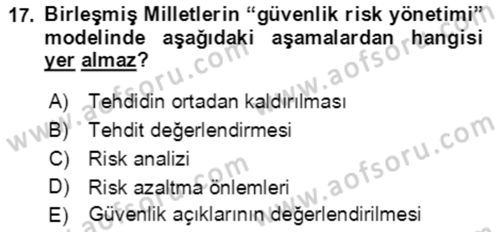 Afet Risk Azaltma Politikaları Dersi 2021 - 2022 Yılı (Vize) Ara Sınav Soruları 17. Soru