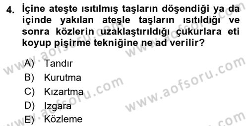 Gastronomi Tarihi Dersi 2018 - 2019 Yılı 3 Ders Sınav Soruları 4. Soru
