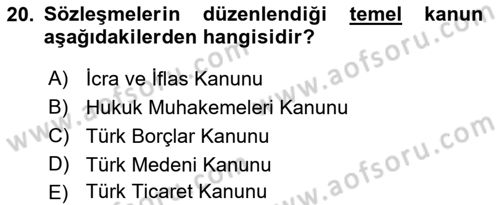 Hukuk Dili Ve Adli Yazışmalar Dersi 2018 - 2019 Yılı 3 Ders Sınav Soruları 20. Soru