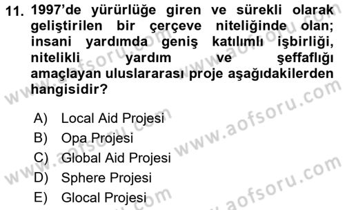 Afet Yönetimi 1 Dersi 2021 - 2022 Yılı (Final) Dönem Sonu Sınav Soruları 11. Soru