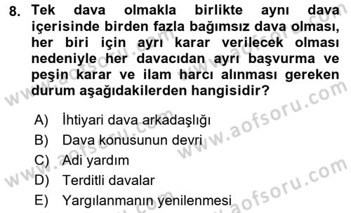 Damga Vergisi Ve Harçlar Bilgisi Dersi 2018 - 2019 Yılı 3 Ders Sınav Soruları 8. Soru