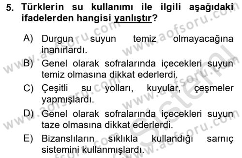 Türk Mutfak Kültürü Dersi 2023 - 2024 Yılı (Vize) Ara Sınav Soruları 5. Soru