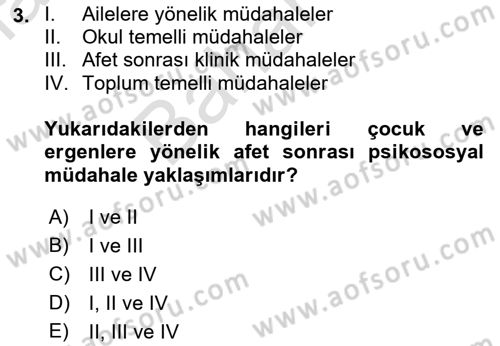 Afet Psikolojisi ve Sosyolojisi Dersi 2021 - 2022 Yılı (Final) Dönem Sonu Sınav Soruları 3. Soru