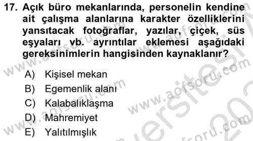 Büro Teknolojileri Dersi 2023 - 2024 Yılı Yaz Okulu Sınav Soruları 17. Soru