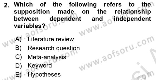 Research Methods Dersi 2023 - 2024 Yılı Yaz Okulu Sınav Soruları 2. Soru