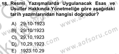 Kalem Mevzuatı Dersi 2018 - 2019 Yılı Yaz Okulu Sınav Soruları 18. Soru