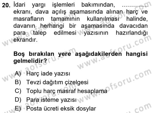 Ulusal Yargı Ağı Projesi 2 Dersi 2016 - 2017 Yılı (Final) Dönem Sonu Sınav Soruları 20. Soru