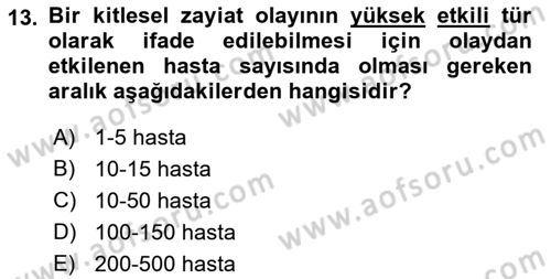 Temel Afet Bilgisi Dersi 2022 - 2023 Yılı (Vize) Ara Sınav Soruları 13. Soru