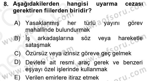 Kalem Mevzuatı Dersi 2017 - 2018 Yılı (Vize) Ara Sınav Soruları 8. Soru