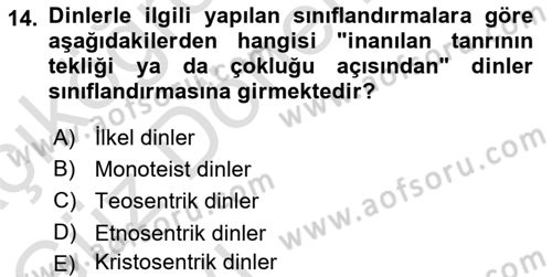Gastronominin Temelleri Dersi 2023 - 2024 Yılı (Vize) Ara Sınav Soruları 14. Soru