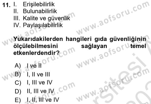 Gastronomi Ve Sürdürülebilirlik Dersi 2023 - 2024 Yılı (Final) Dönem Sonu Sınav Soruları 11. Soru