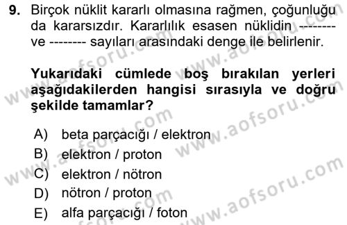 Kbrn Savunma Ve Güvenlik Dersi 2020 - 2021 Yılı Yaz Okulu Sınav Soruları 9. Soru