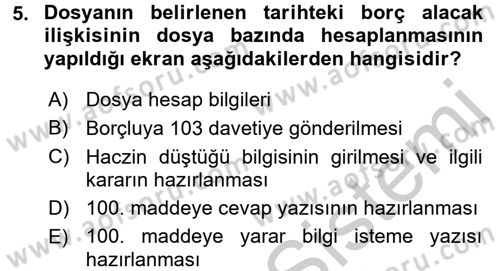 Ulusal Yargı Ağı Projesi 2 Dersi 2016 - 2017 Yılı 3 Ders Sınav Soruları 5. Soru