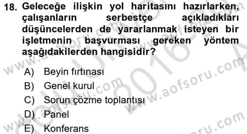 Büro Teknolojileri Dersi 2016 - 2017 Yılı (Vize) Ara Sınav Soruları 18. Soru