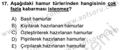 Temel Mutfak Teknikleri Dersi 2024 - 2025 Yılı (Final) Dönem Sonu Sınav Soruları 17. Soru