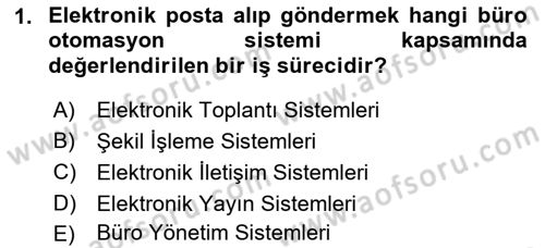 Büro Teknolojileri Dersi 2022 - 2023 Yılı (Final) Dönem Sonu Sınav Soruları 1. Soru