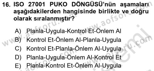Ulusal Yargı Ağı Projesi 1 Dersi 2019 - 2020 Yılı (Vize) Ara Sınav Soruları 16. Soru