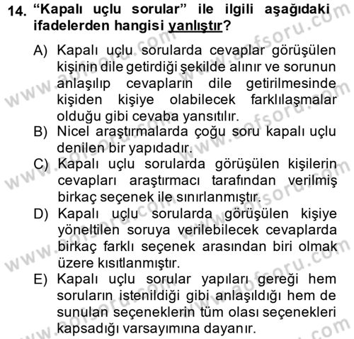 Uluslararası İlişkilerde Araştırma Yöntemleri Dersi 2014 - 2015 Yılı (Final) Dönem Sonu Sınav Soruları 14. Soru