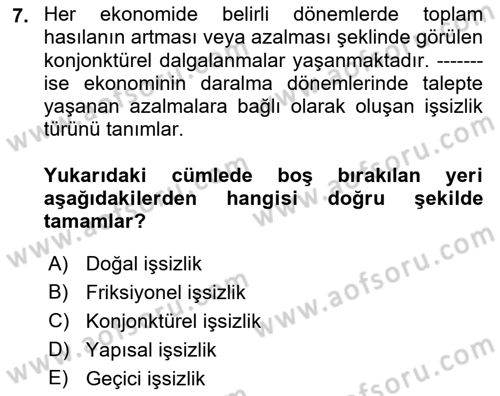 Afet Ekonomisi Ve Sigortacılığı Dersi 2018 - 2019 Yılı Yaz Okulu Sınav Soruları 7. Soru