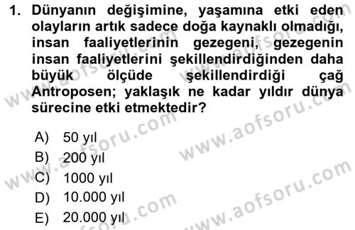 Sürdürülebilir Kentsel Dayanıklılık Dersi 2023 - 2024 Yılı (Final) Dönem Sonu Sınav Soruları 1. Soru