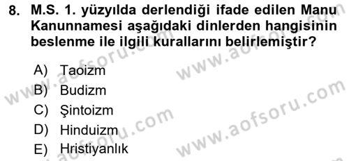 Gastronominin Temelleri Dersi 2021 - 2022 Yılı Yaz Okulu Sınav Soruları 8. Soru
