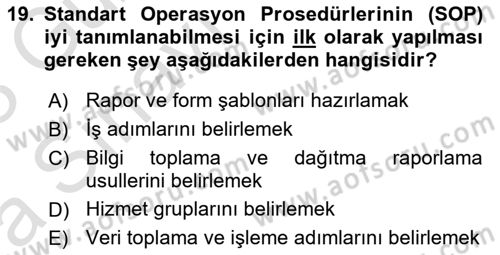 Acil Durum Ve Afet Yönetimi Planları Dersi 2022 - 2023 Yılı (Vize) Ara Sınav Soruları 19. Soru