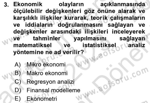 Afet Ekonomisi Ve Sigortacılığı Dersi 2023 - 2024 Yılı (Final) Dönem Sonu Sınav Soruları 3. Soru