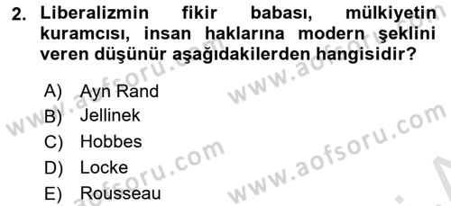 İnsan Hakları Ve Kamu Özgürlükleri Dersi 2022 - 2023 Yılı Yaz Okulu Sınav Soruları 2. Soru