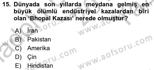 Arama Kurtarma Bilgisi ve Etik Değerler Dersi 2018 - 2019 Yılı Yaz Okulu Sınav Soruları 15. Soru