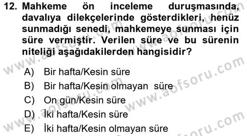 Hukuk Dili Ve Adli Yazışmalar Dersi 2017 - 2018 Yılı (Vize) Ara Sınav Soruları 12. Soru