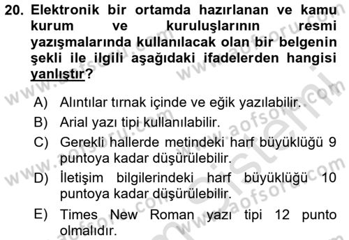 Hukuk Dili Ve Adli Yazışmalar Dersi 2023 - 2024 Yılı (Vize) Ara Sınav Soruları 20. Soru