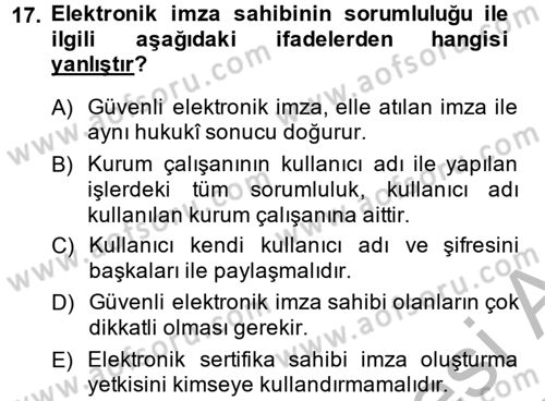 Kalem Mevzuatı Dersi 2013 - 2014 Yılı (Vize) Ara Sınav Soruları 17. Soru