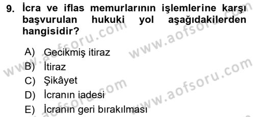 Hukuk Dili Ve Adli Yazışmalar Dersi 2016 - 2017 Yılı (Final) Dönem Sonu Sınav Soruları 9. Soru